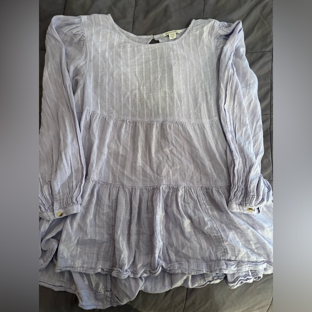 American Eagle Lavender Peasant Boho Tiered Open Back Babydoll Tunic Blouse